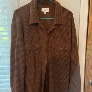 Rusty waffle knit button up